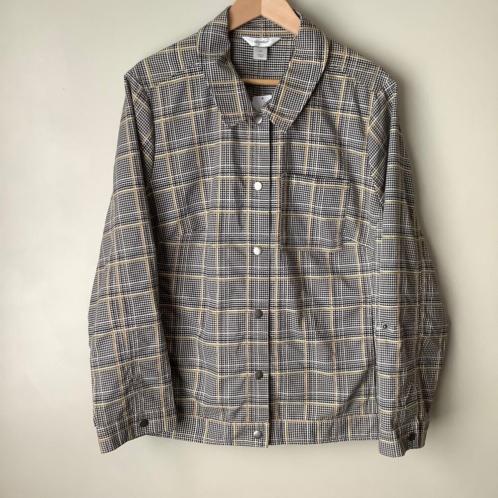 NWT CJ Banks Plaid Long Sleeve Pocketed Snap Button Shirt Jacket Womens Plus 1X